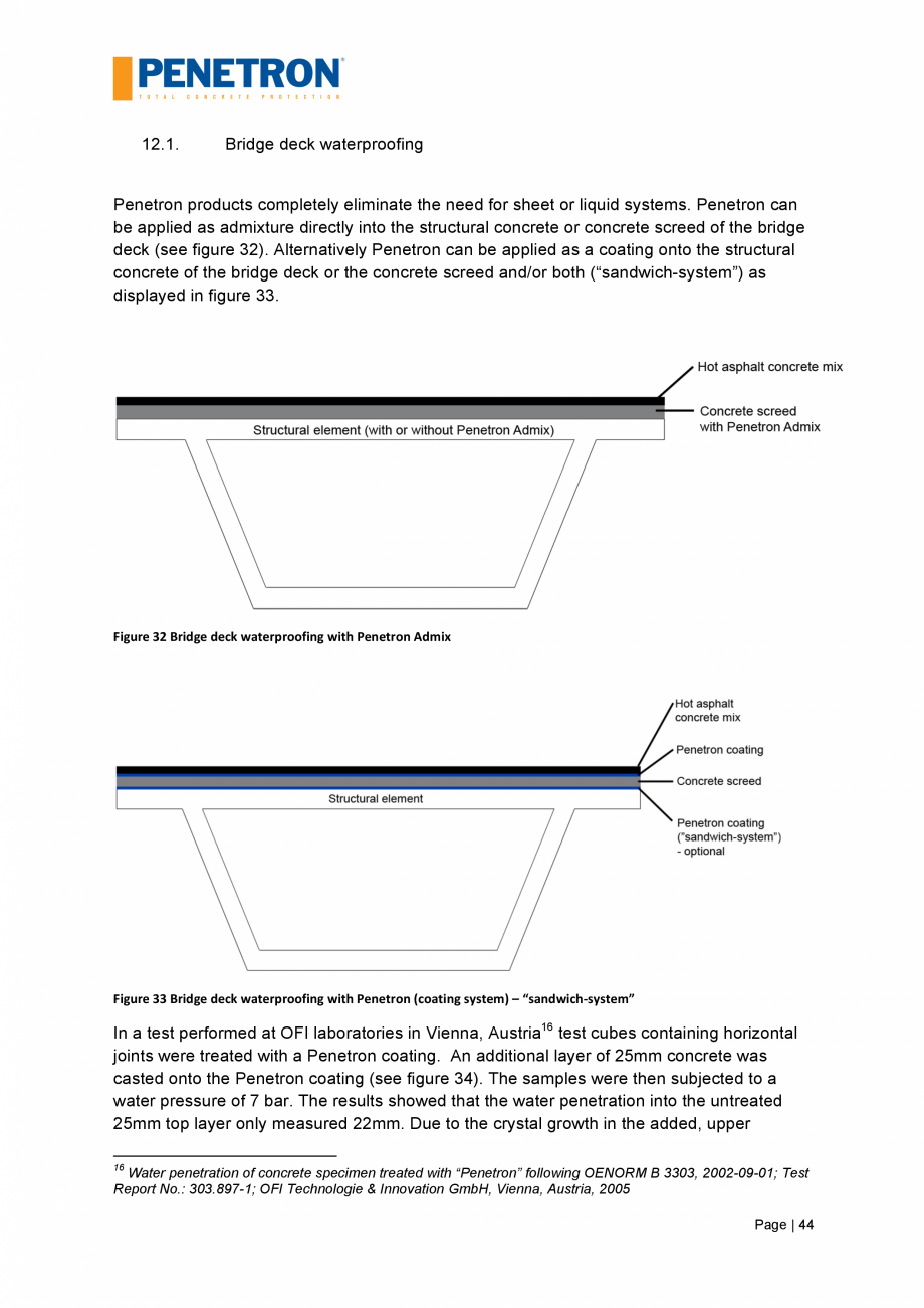 Pagina 45-Impermeabilizarea podurilor si a puntilor de pod PENETRON PENETRON, PENETRON ADMIX Catalog, brosura ...