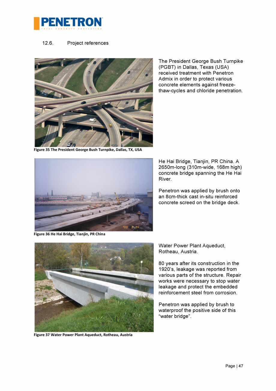 Pagina 48 - Impermeabilizarea podurilor si a puntilor de pod PENETRON PENETRON, PENETRON ADMIX...
