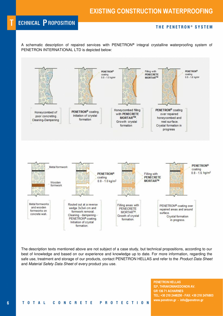 Pagina 6-Impermeabilizarea peretilor subterani din beton armat PENETRON PENECRETE MORTAR, PENETRON ADMIX,...