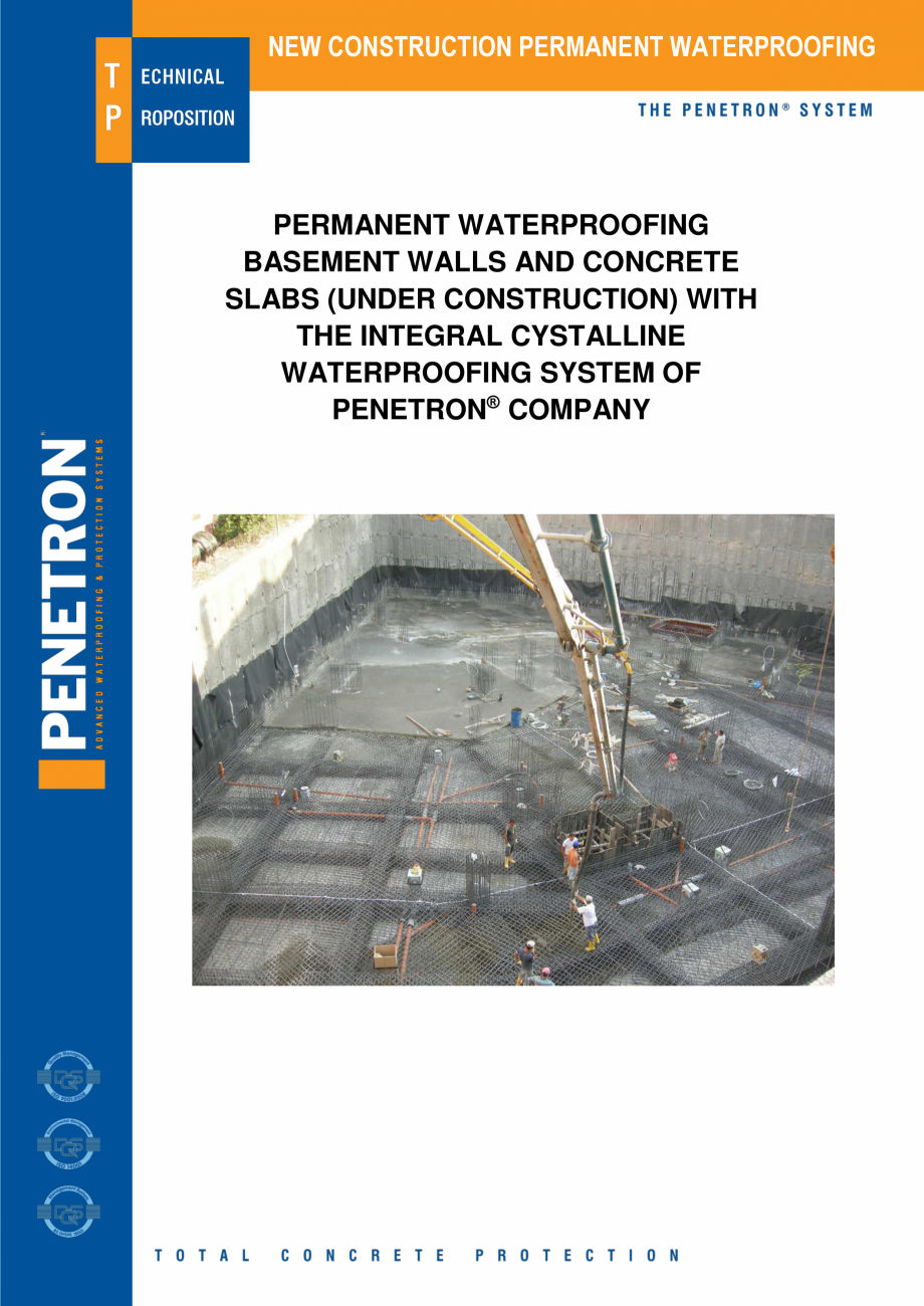 Pagina 1-Impermeabilzarea peretilor de subsol si a placilor din beton PENETRON PENEPLUG, PENETRON ADMIX,...