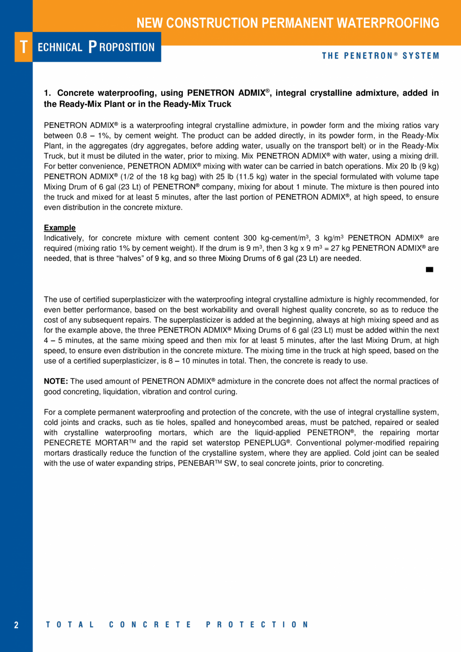 Pagina 2-Impermeabilzarea peretilor de subsol si a placilor din beton PENETRON PENEPLUG, PENETRON ADMIX,...