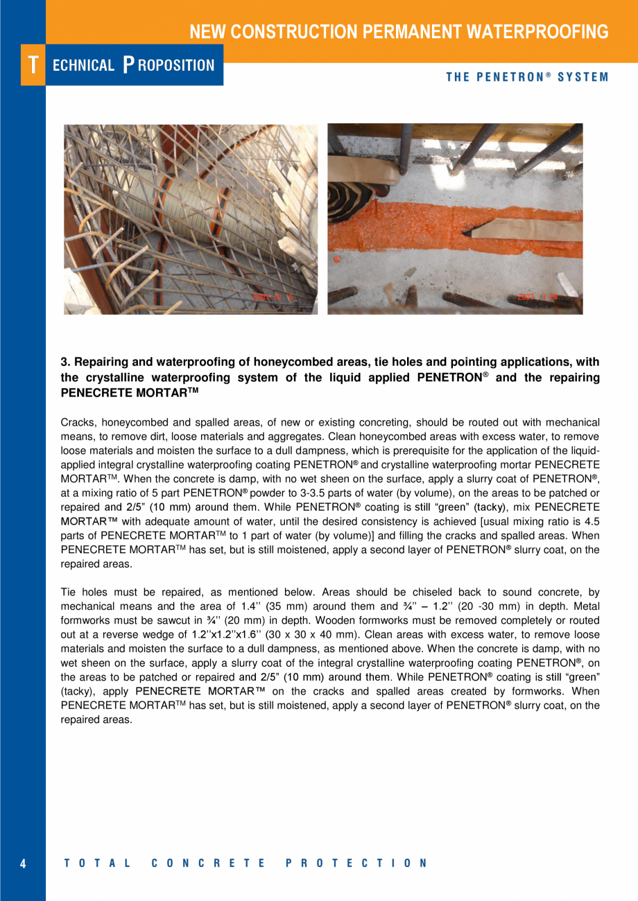 Pagina 4 - Impermeabilzarea peretilor de subsol si a placilor din beton PENETRON PENEPLUG, PENETRON ...