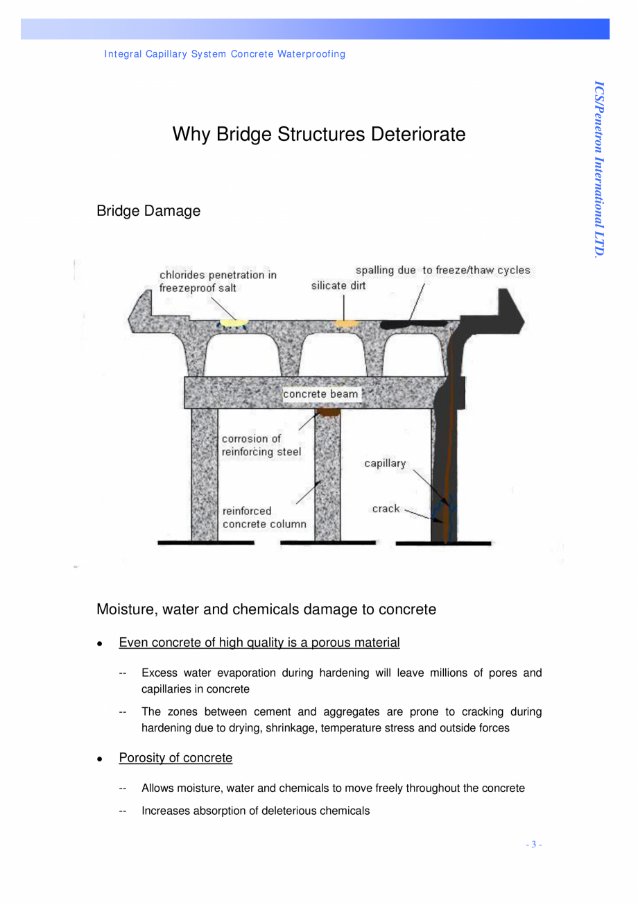 Pagina 3 - Structuri de poduri PENETRON PENETRON PLUS, PENETRON ADMIX Catalog, brosura Engleza...