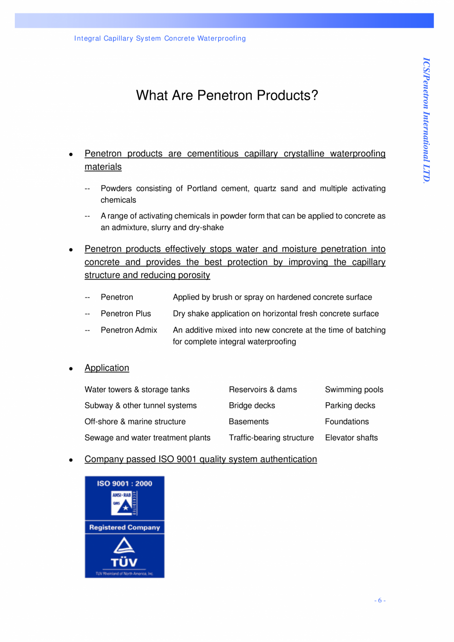 Pagina 6 - Structuri de poduri PENETRON PENETRON PLUS, PENETRON ADMIX Catalog, brosura Engleza e...