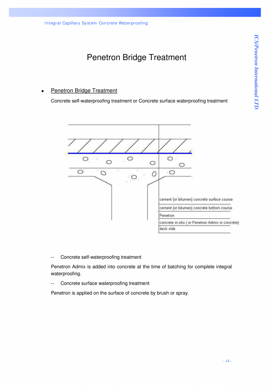 Pagina 14 - Structuri de poduri PENETRON PENETRON PLUS, PENETRON ADMIX Catalog, brosura Engleza ...
