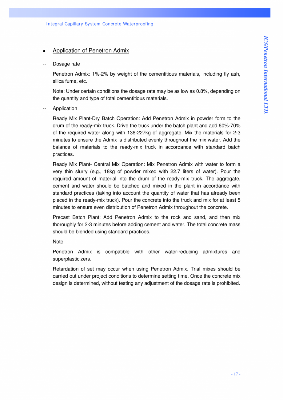Pagina 17 - Structuri de poduri PENETRON PENETRON PLUS, PENETRON ADMIX Catalog, brosura Engleza...