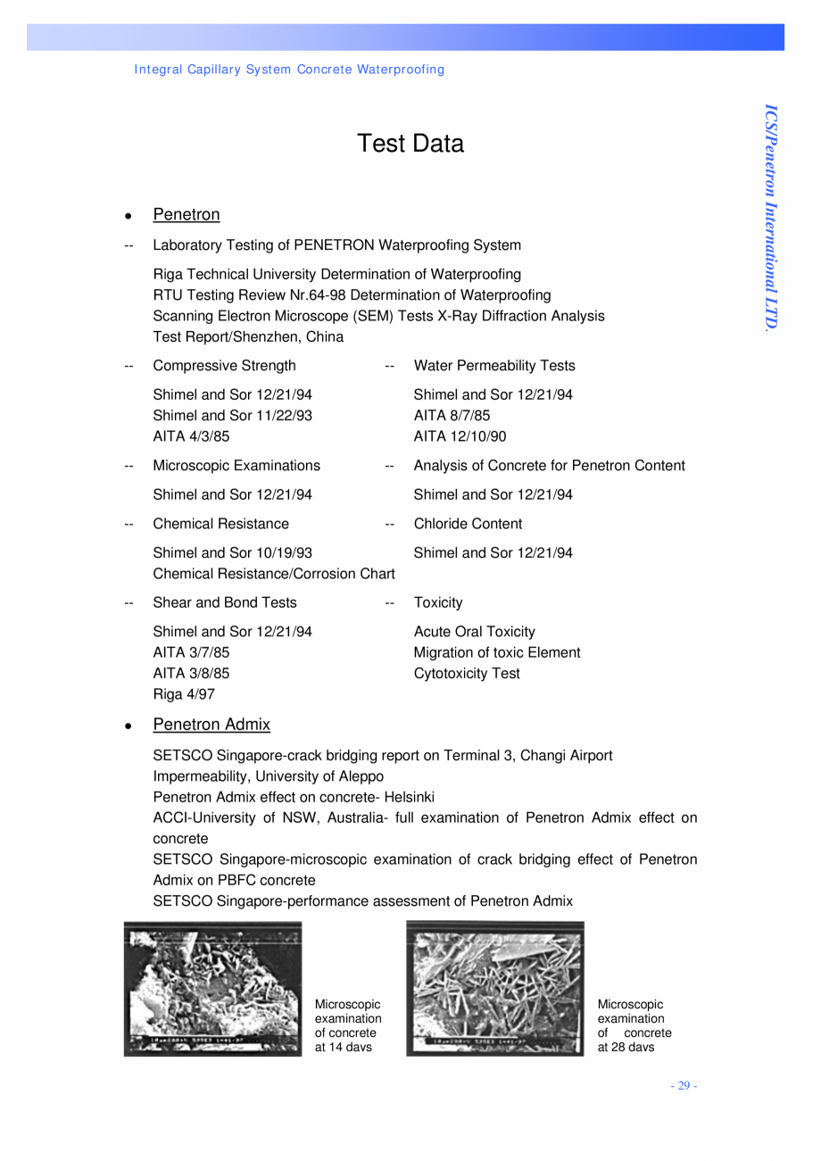 Pagina 29 - Structuri de poduri PENETRON PENETRON PLUS, PENETRON ADMIX Catalog, brosura Engleza  -

...