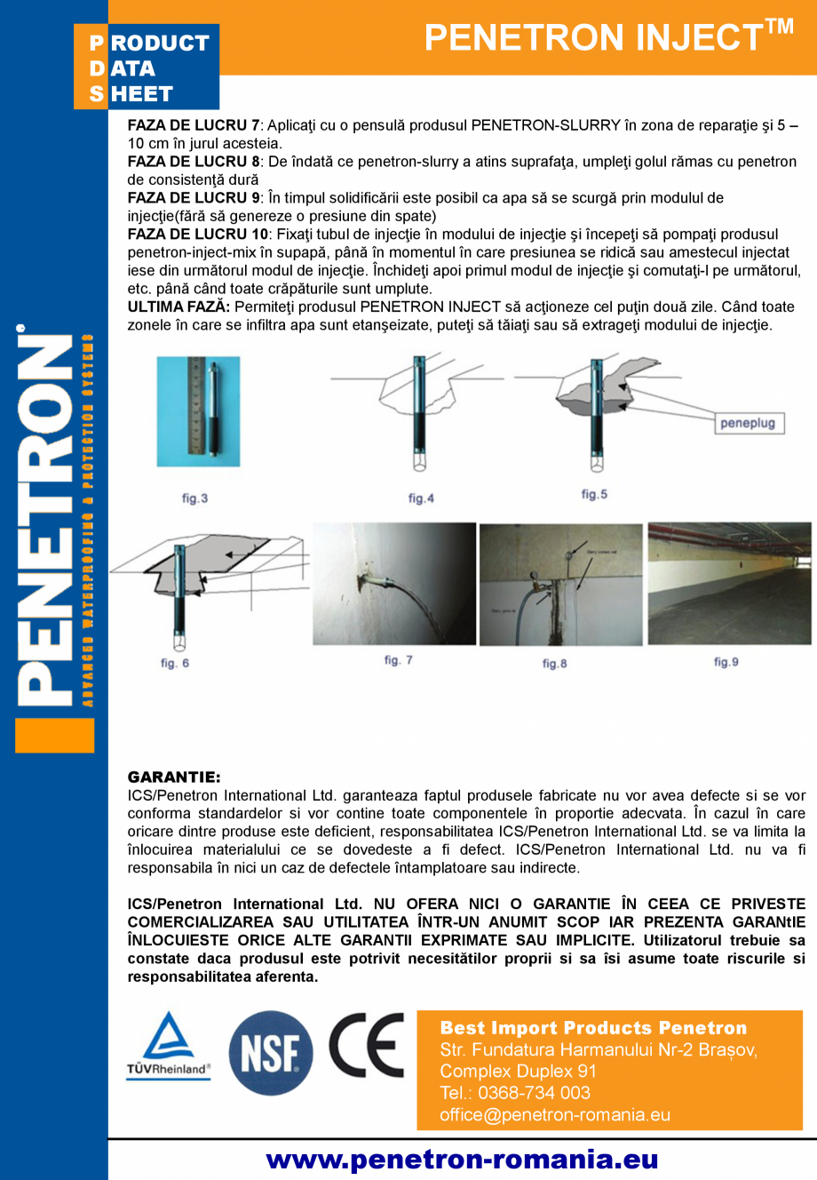 Pagina 3 - Sistem de reparatie si etansare a fisurilor din beton PENETRON PENETRON INJECT Fisa...
