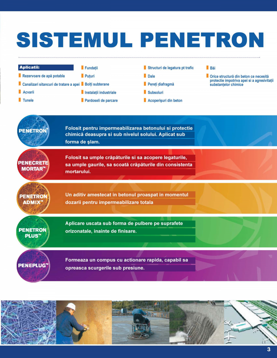 Pagina 3 - Protectia totala a betonului PENETRON PENECRETE MORTAR, PENETRON ADMIX, PENETRON,...