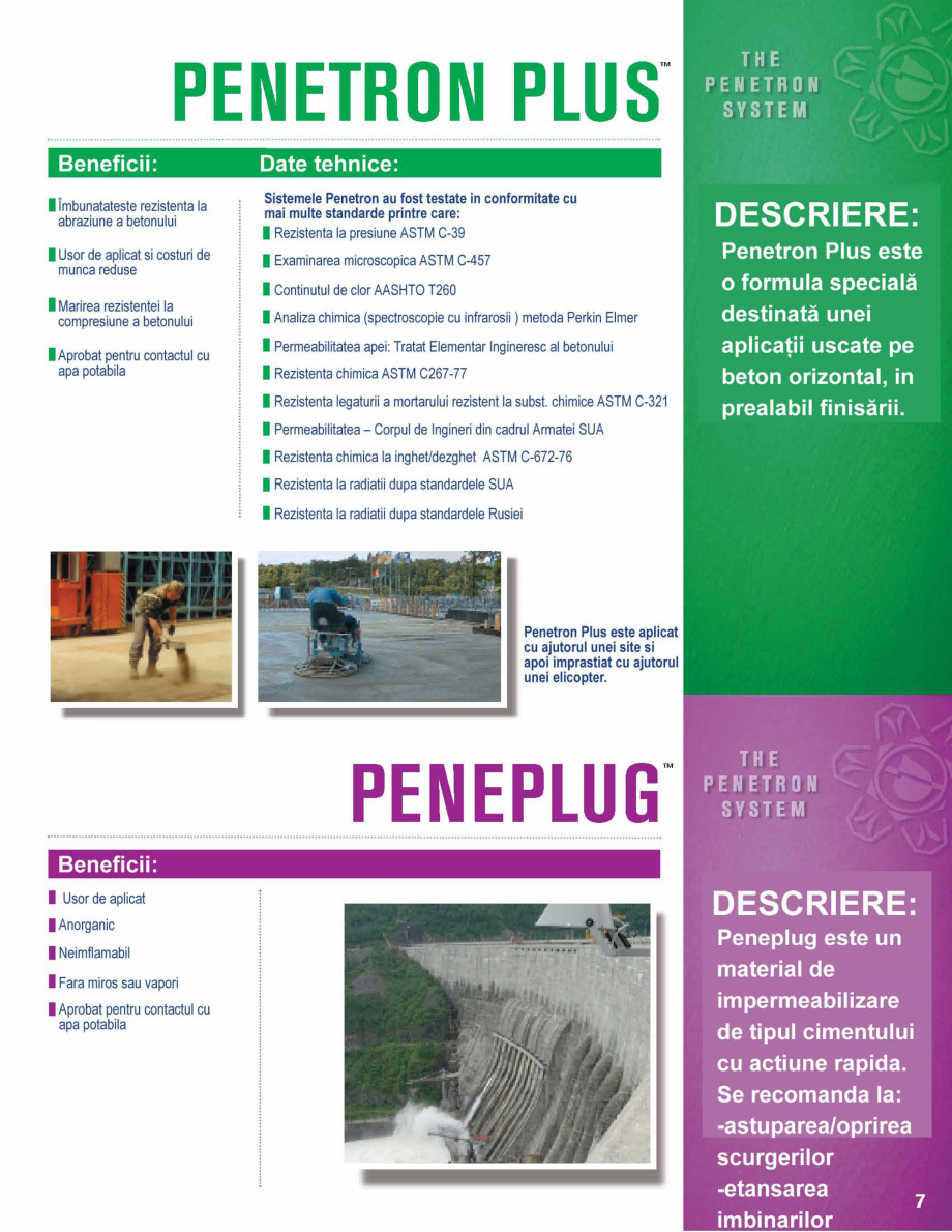 Pagina 7 - Protectia totala a betonului PENETRON PENECRETE MORTAR, PENETRON ADMIX, PENETRON,...