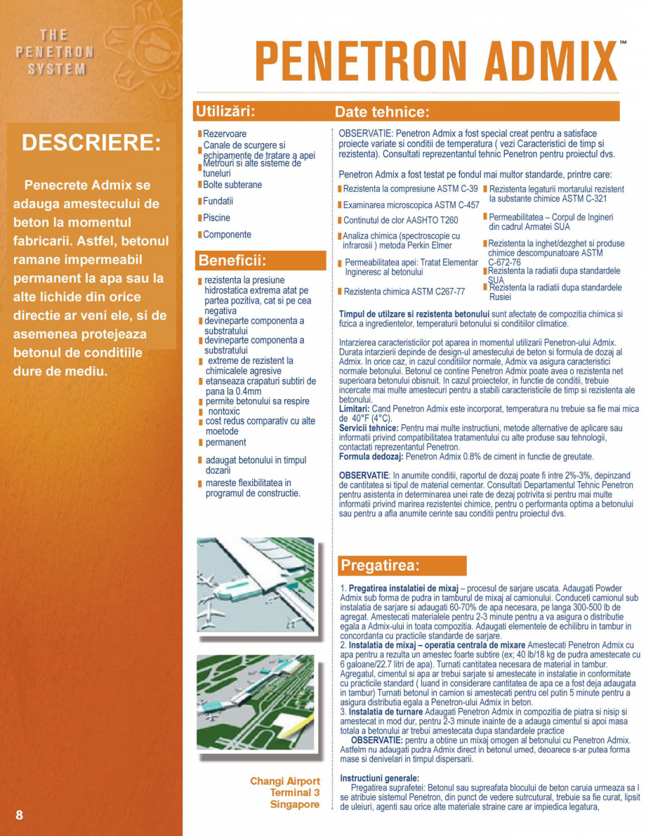 Pagina 8 - Protectia totala a betonului PENETRON PENECRETE MORTAR, PENETRON ADMIX, PENETRON,...