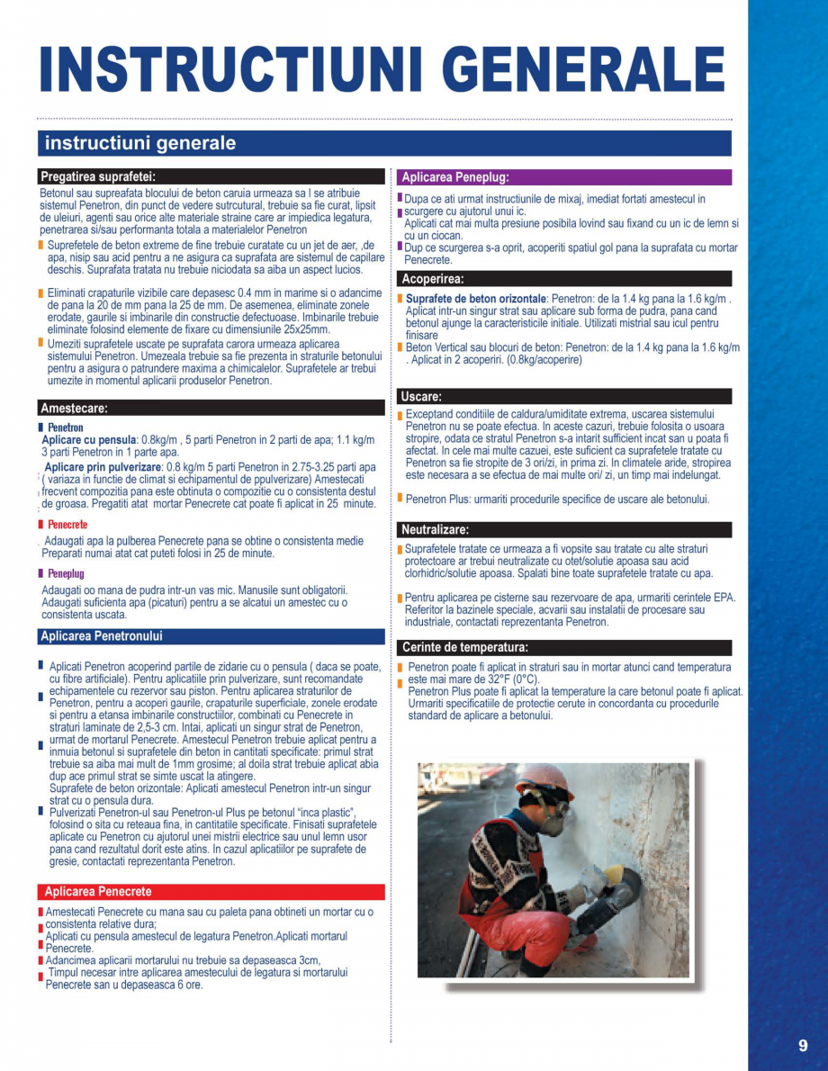 Pagina 9-Protectia totala a betonului PENETRON PENECRETE MORTAR, PENETRON ADMIX, PENETRON, PENETRON PLUS,...