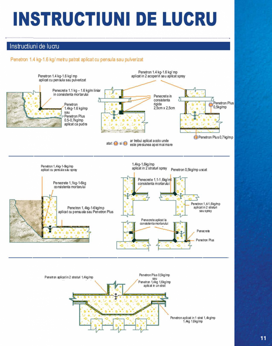 Pagina 11-Protectia totala a betonului PENETRON PENECRETE MORTAR, PENETRON ADMIX, PENETRON, PENETRON PLUS,...