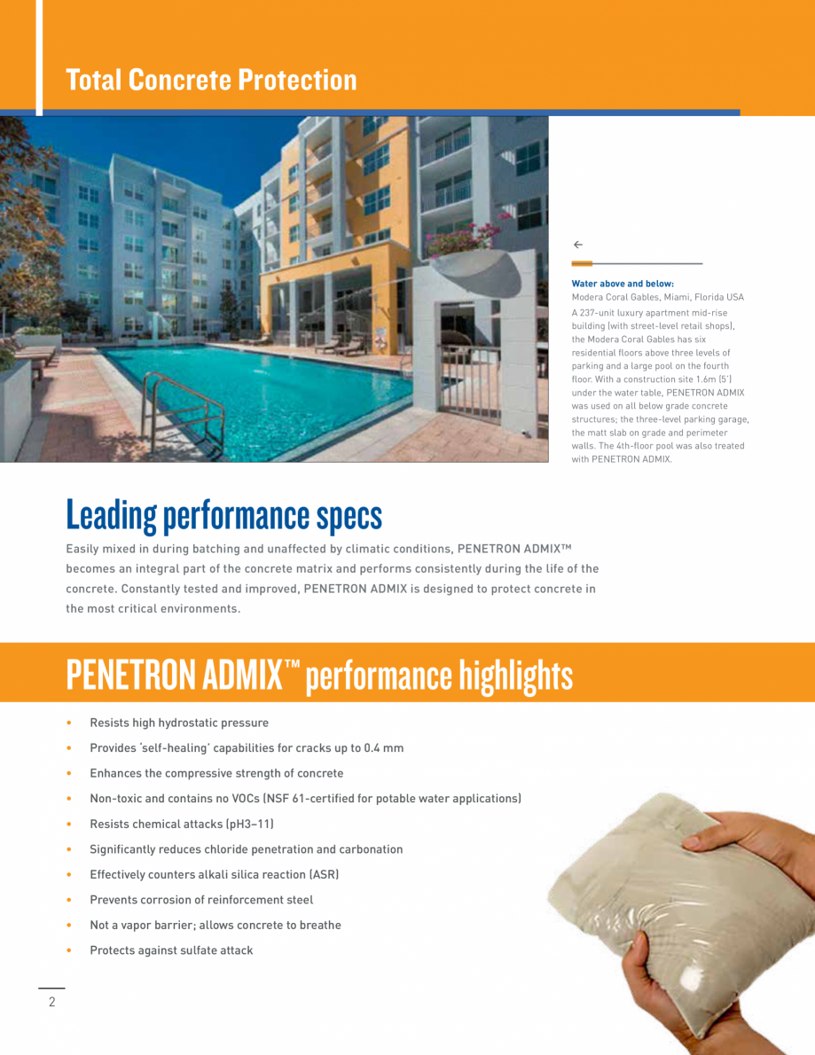 Pagina 2 - Rezistenta betonului incepe cu Penetron PENETRON PENETRON ADMIX Catalog, brosura Engleza ...