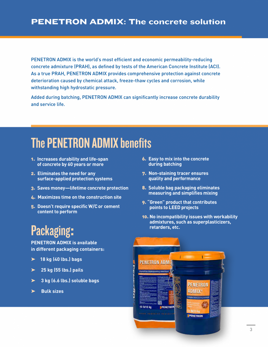 Pagina 3 - Rezistenta betonului incepe cu Penetron PENETRON PENETRON ADMIX Catalog, brosura Engleza ...