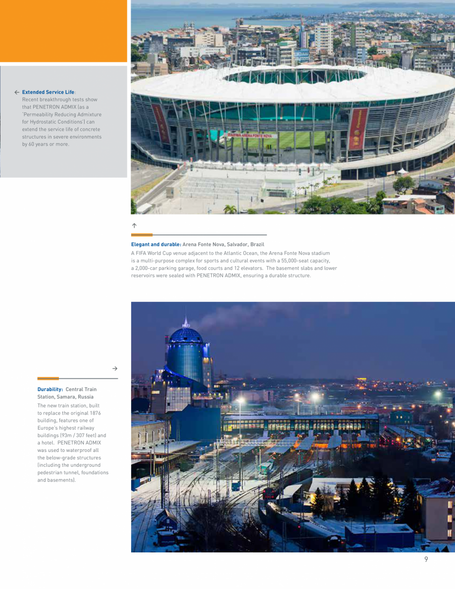 Pagina 9-Rezistenta betonului incepe cu Penetron PENETRON PENETRON ADMIX Catalog, brosura Engleza s strength ...