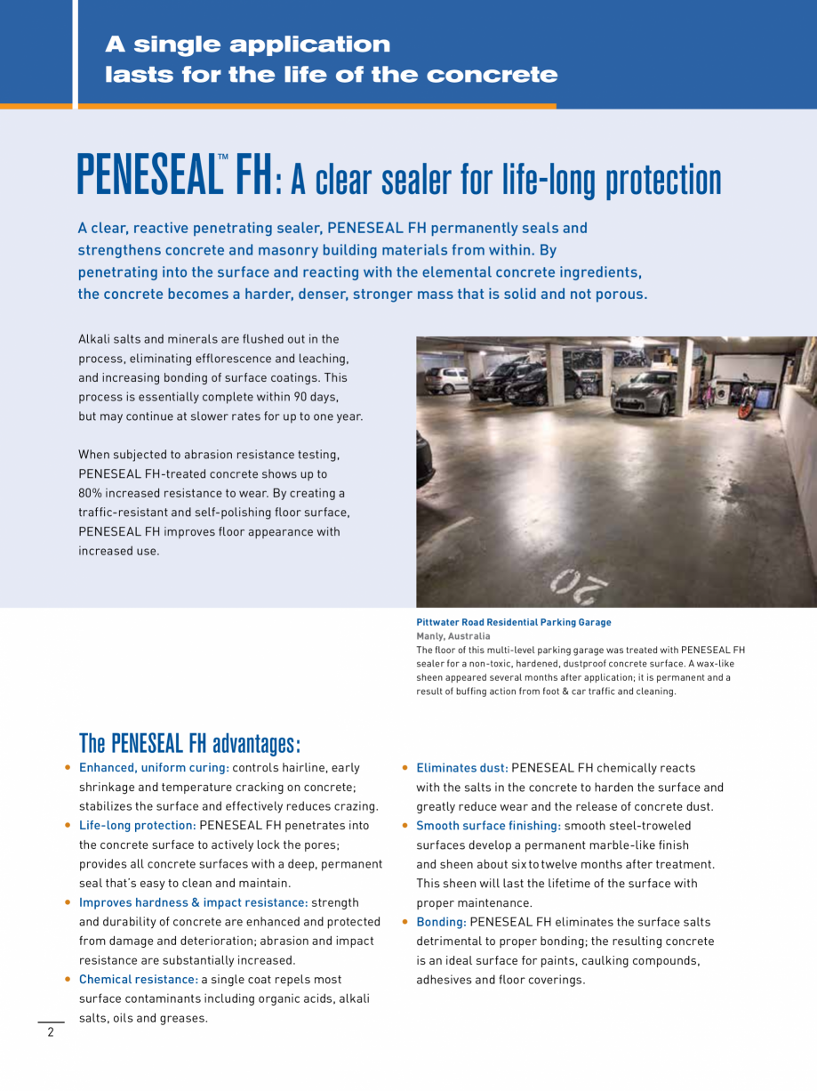 Pagina 2-Tratament permanent pentru pardoseli PENETRON PENESEAL FH Catalog, brosura Engleza al Parking Garage...