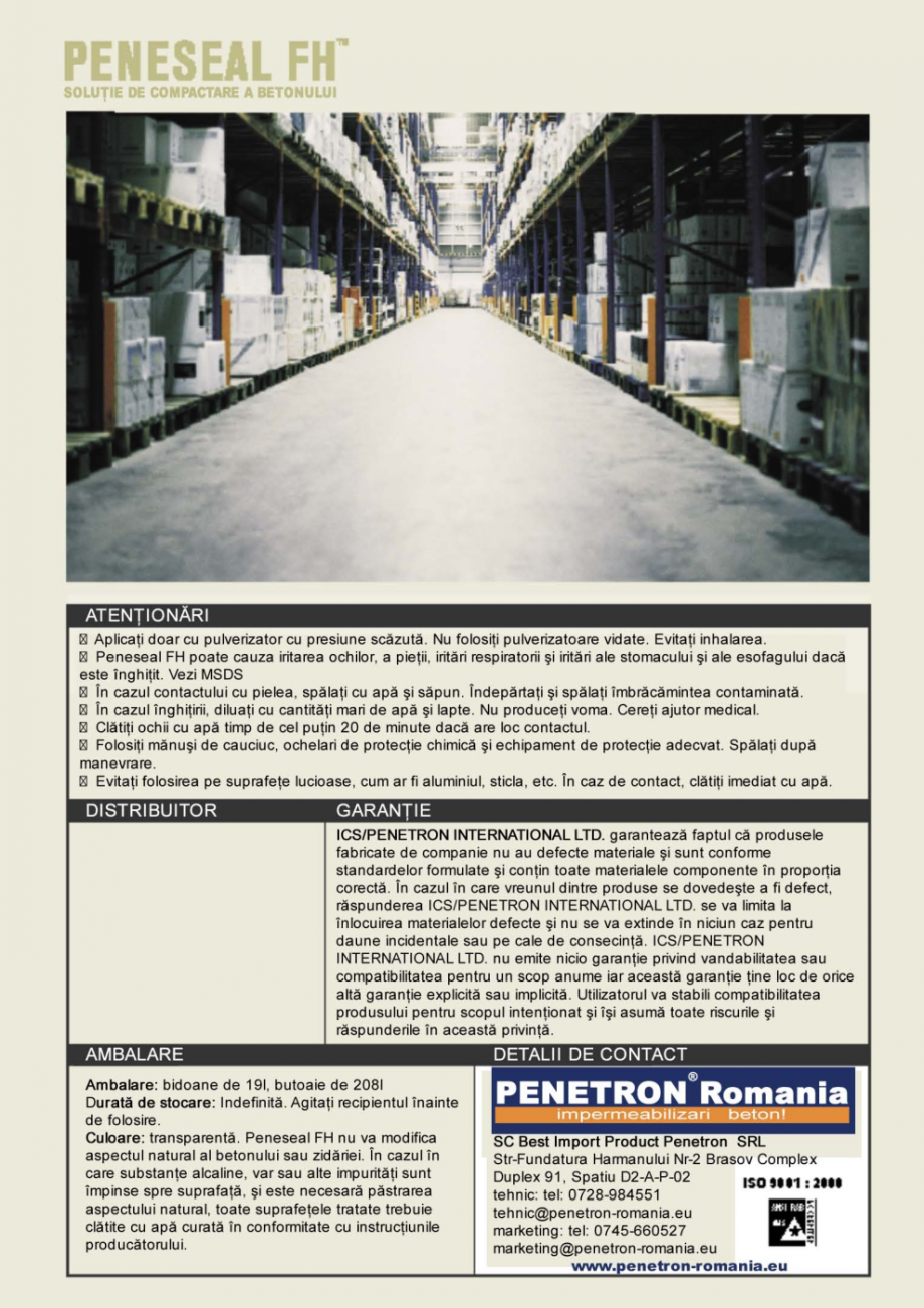 Pagina 4 - Solutie de compactare a betonului PENETRON PENESEAL FH Catalog, brosura Romana 
