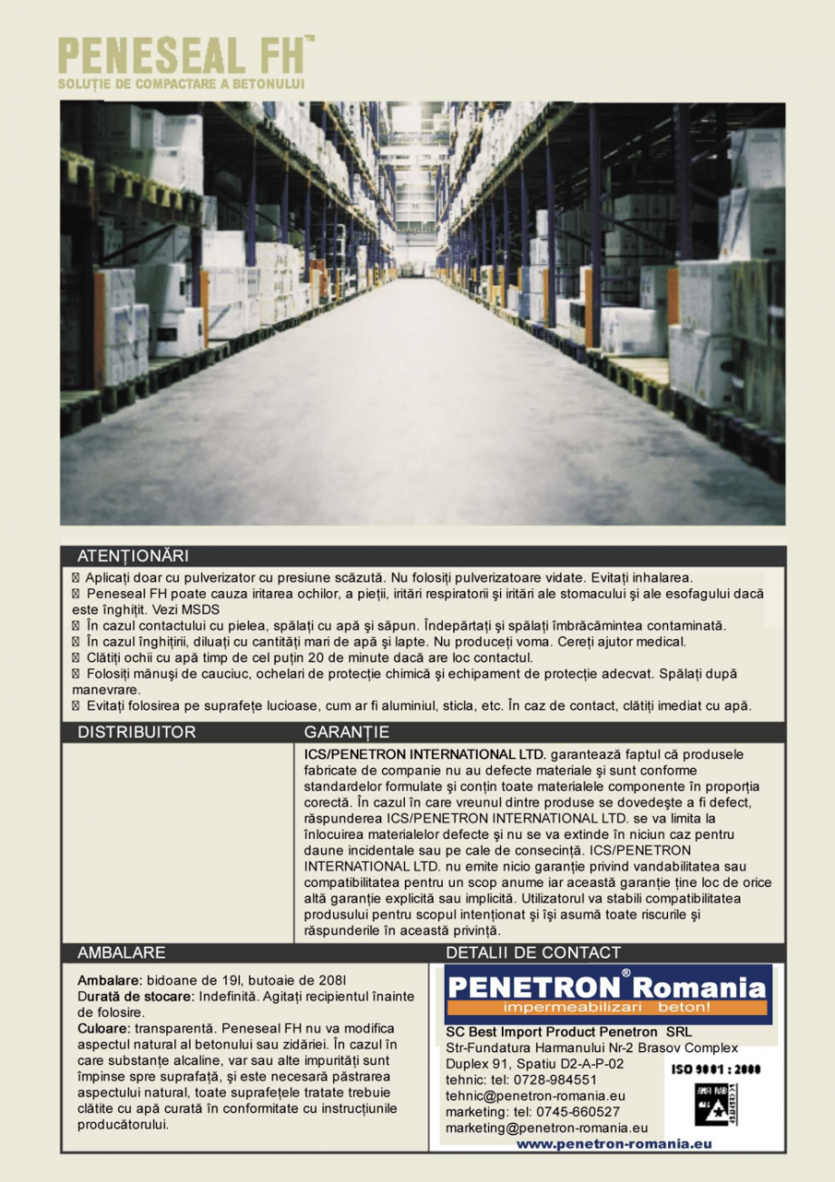 Pagina 4-Solutie de compactare a betonului PENETRON PENESEAL FH Catalog, brosura Romana 