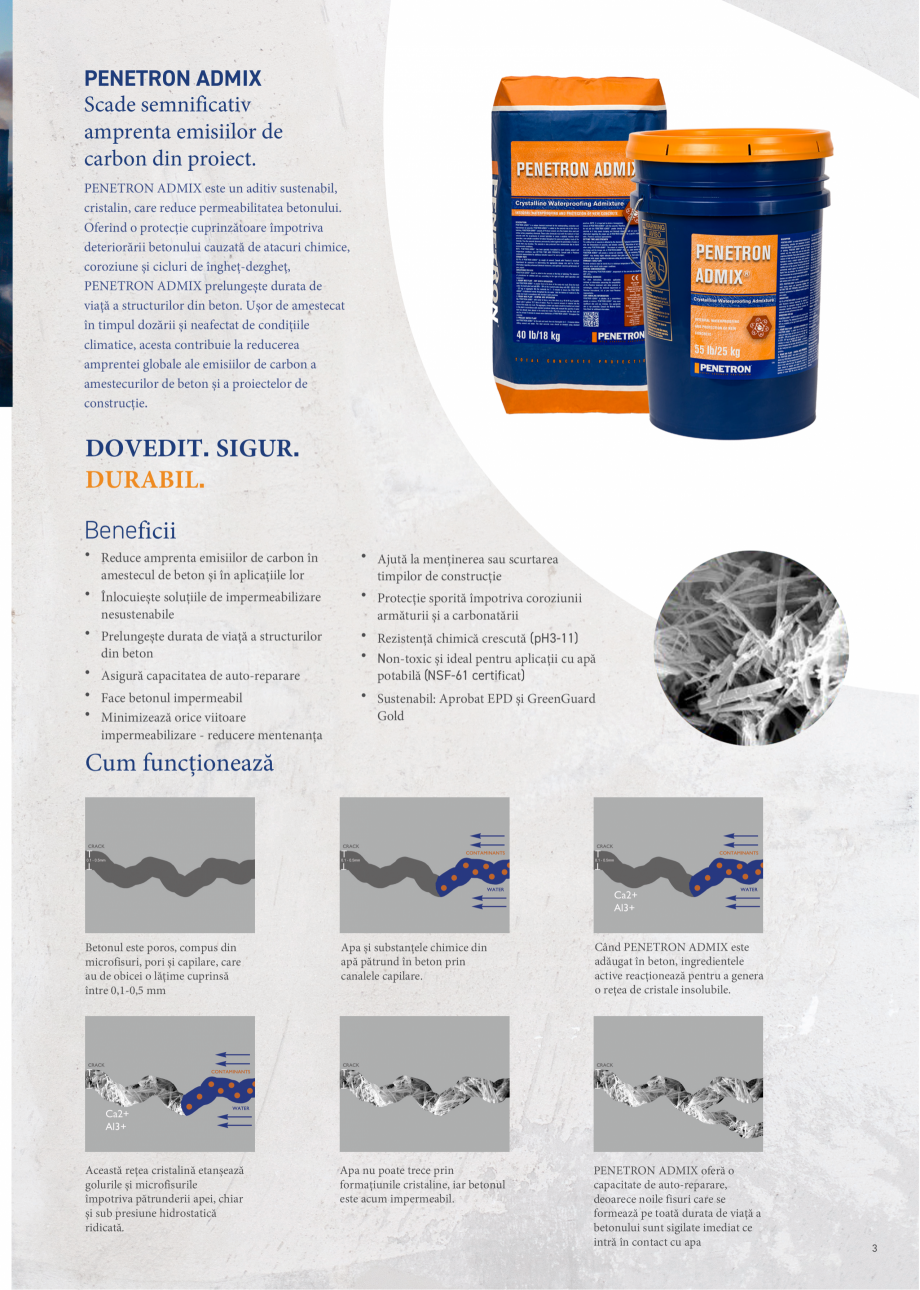 Pagina 3-Scădeți semnificativ amprenta emisiilor de carbon a structurii de beton cu PENETRON ADMIX PENETRON...