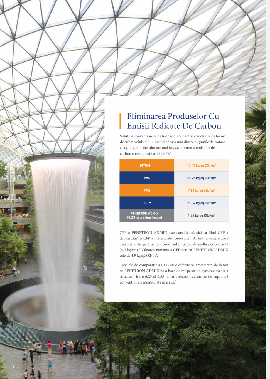 Pagina 8-Scădeți semnificativ amprenta emisiilor de carbon a structurii de beton cu PENETRON ADMIX PENETRON...