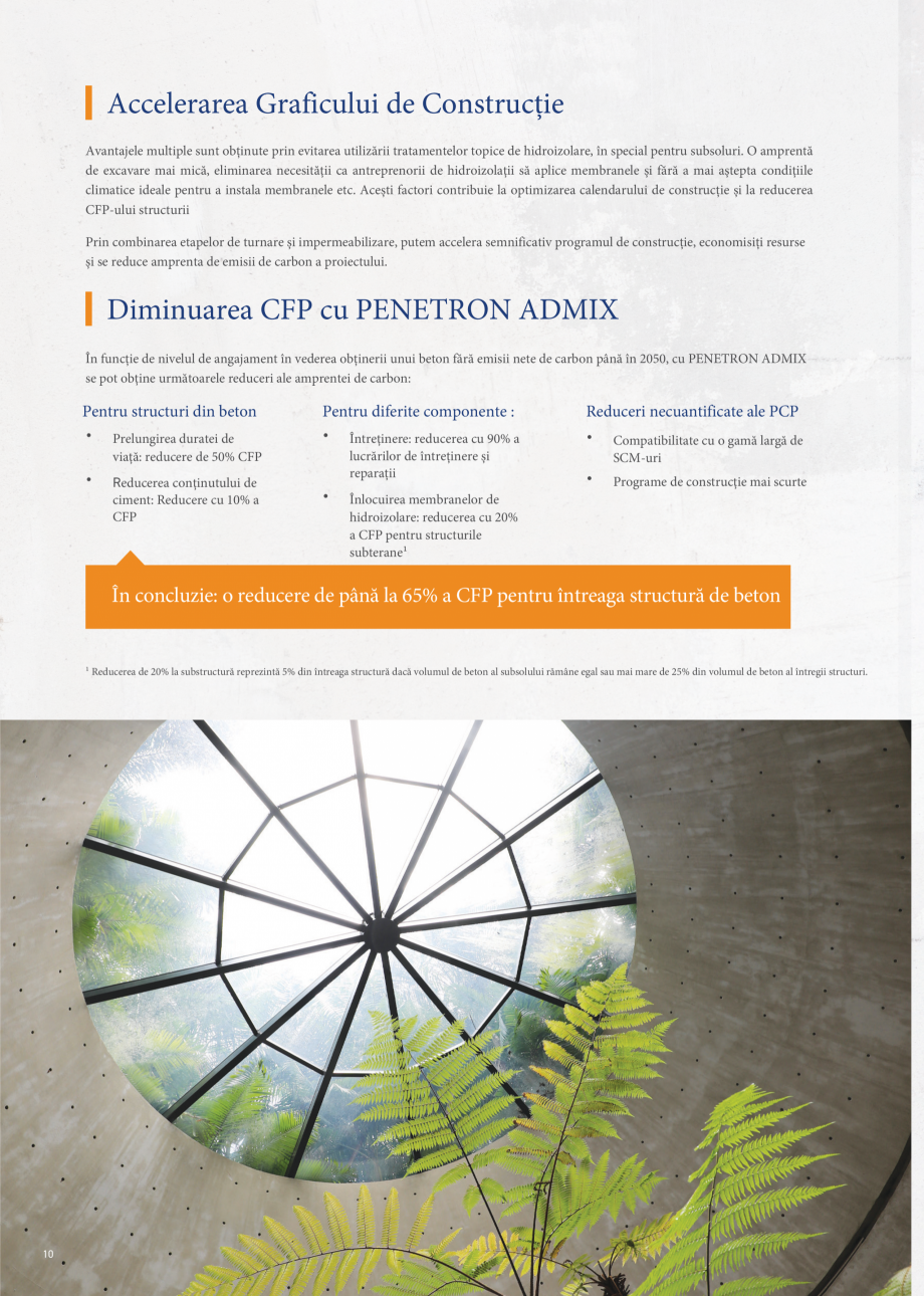 Pagina 10-Scădeți semnificativ amprenta emisiilor de carbon a structurii de beton cu PENETRON ADMIX PENETRON...