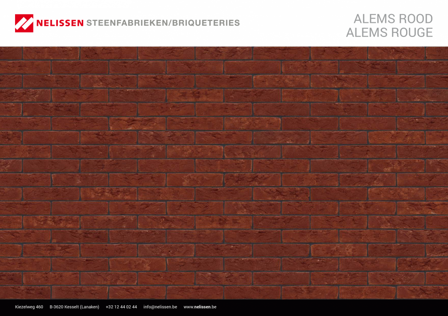 Pagina 1-Caramida aparenta NELISSEN Alems Bont Fisa tehnica Engleza, Germana, Franceza ALEMS ROOD
ALEMS ROUGE...