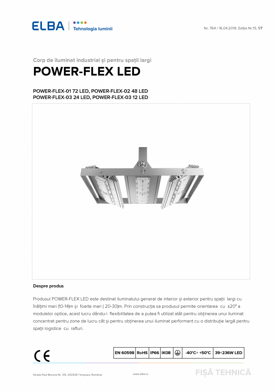 Pagina 1 - Corp de iluminat industrial si pentru spatii largi ELBA-COM POWER-FLEX-01 LED,...