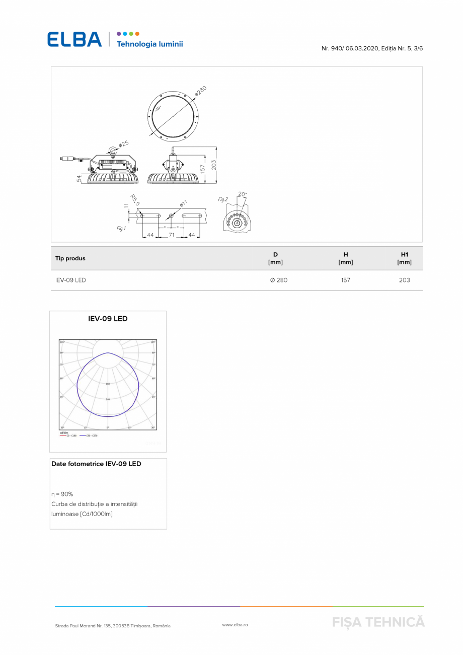Pagina 3 - Proiector pentru interior ELBA-COM IEV 09 LED 13000LM 88W 840 0.7 Fisa tehnica Romana...