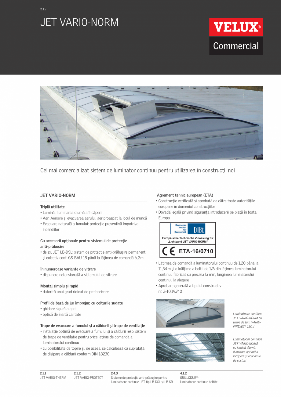 Pagina 1-Sisteme de luminatoare continue pentru constructii noi VELUX Commercial Vario Norm Fisa tehnica 2.1....