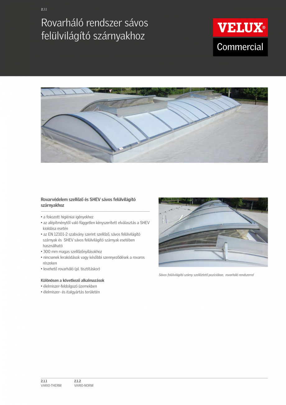 Pagina 1-Luminatoare continue - protectie contra insectelor VELUX Commercial Vario Therm, Vario Norm Catalog,...
