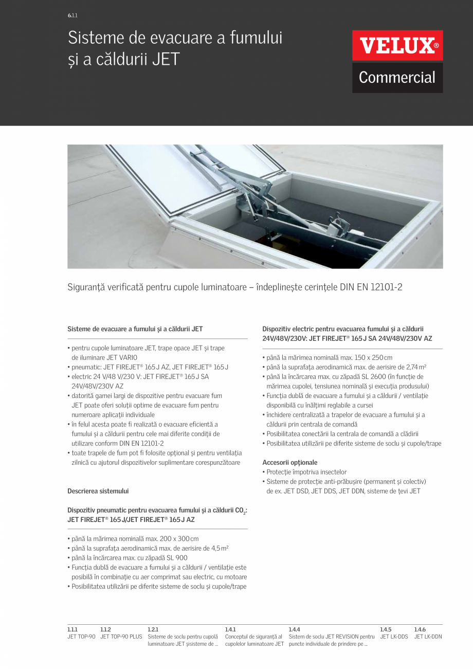 Pagina 1-Sisteme pentru evacuarea fumului si a caldurii VELUX Commercial FIREJET®, VARIO® Fisa...