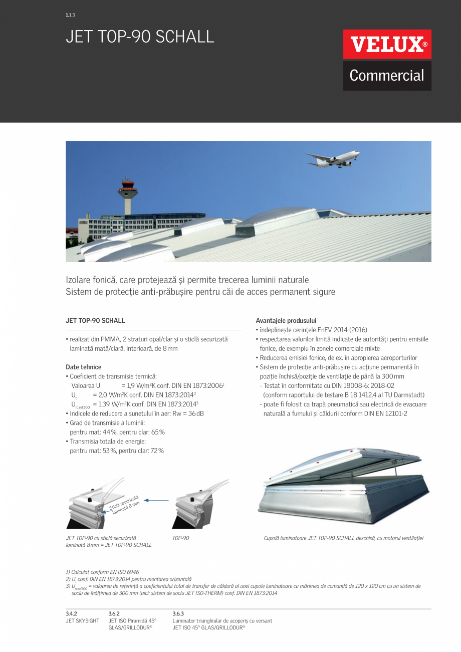 Pagina 1-Cupola luminatoare VELUX Commercial  TOP-90 SCHALL Fisa tehnica Romana 1.1.3

JET TOP-90 SCHALL
...