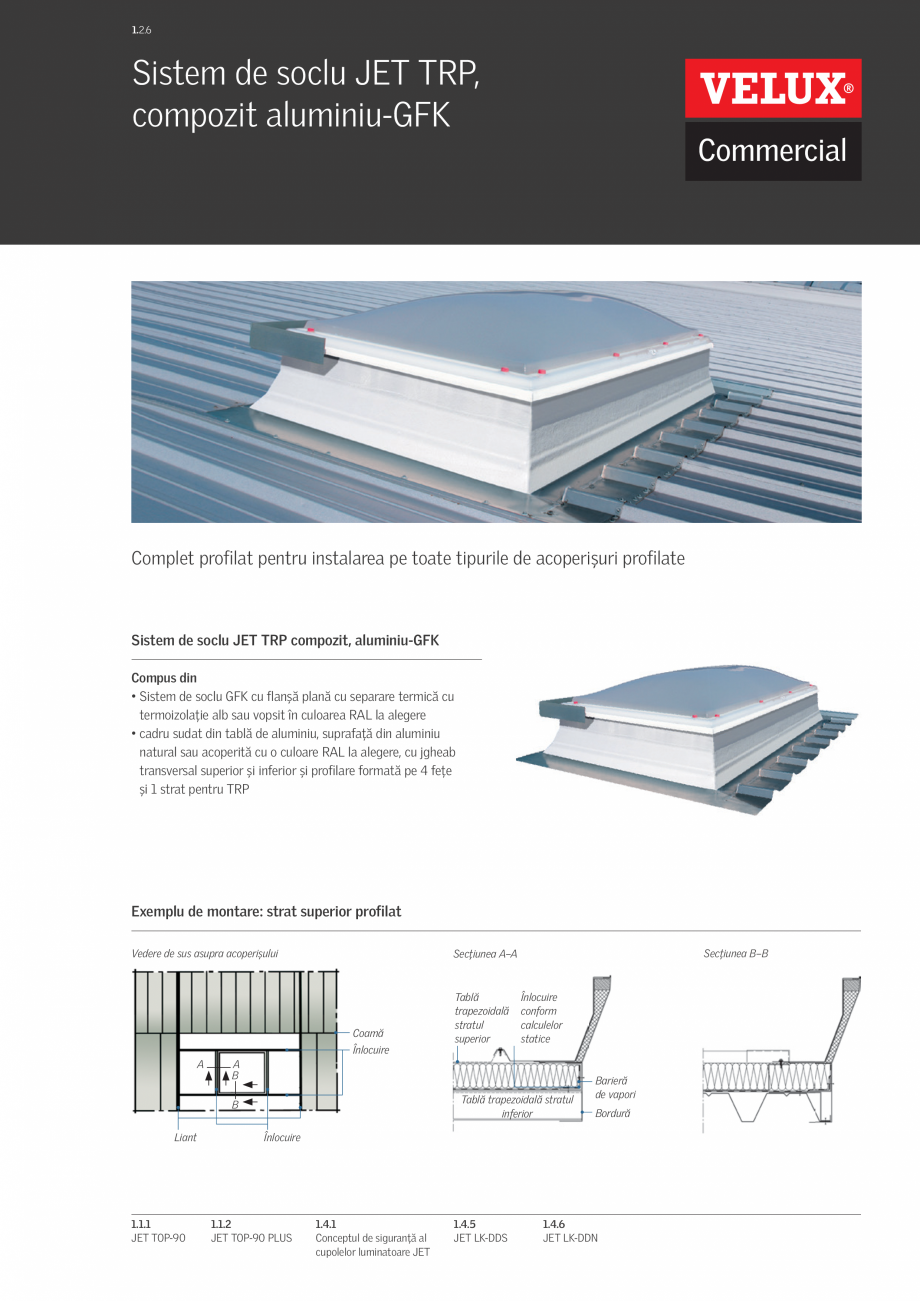 Pagina 1-Sistem de soclu TRP, compozit aluminiu-GFK VELUX Commercial Otel - aluminiu cu flansa TRP Fisa...