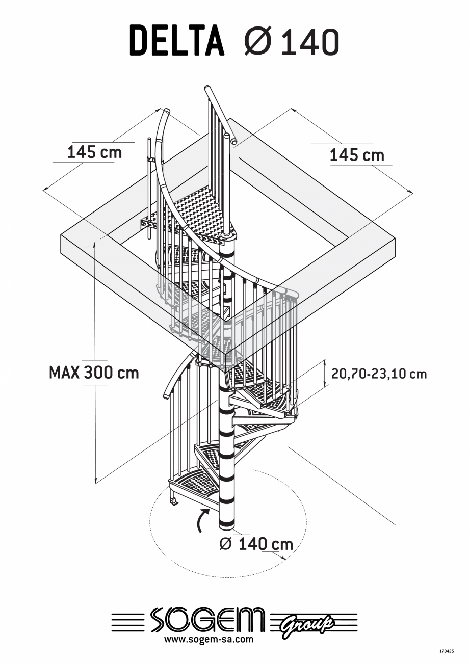 Pagina 2-Dimensiuni scara pe structura metalica SOGEM Delta Specificații tehnice Romana 