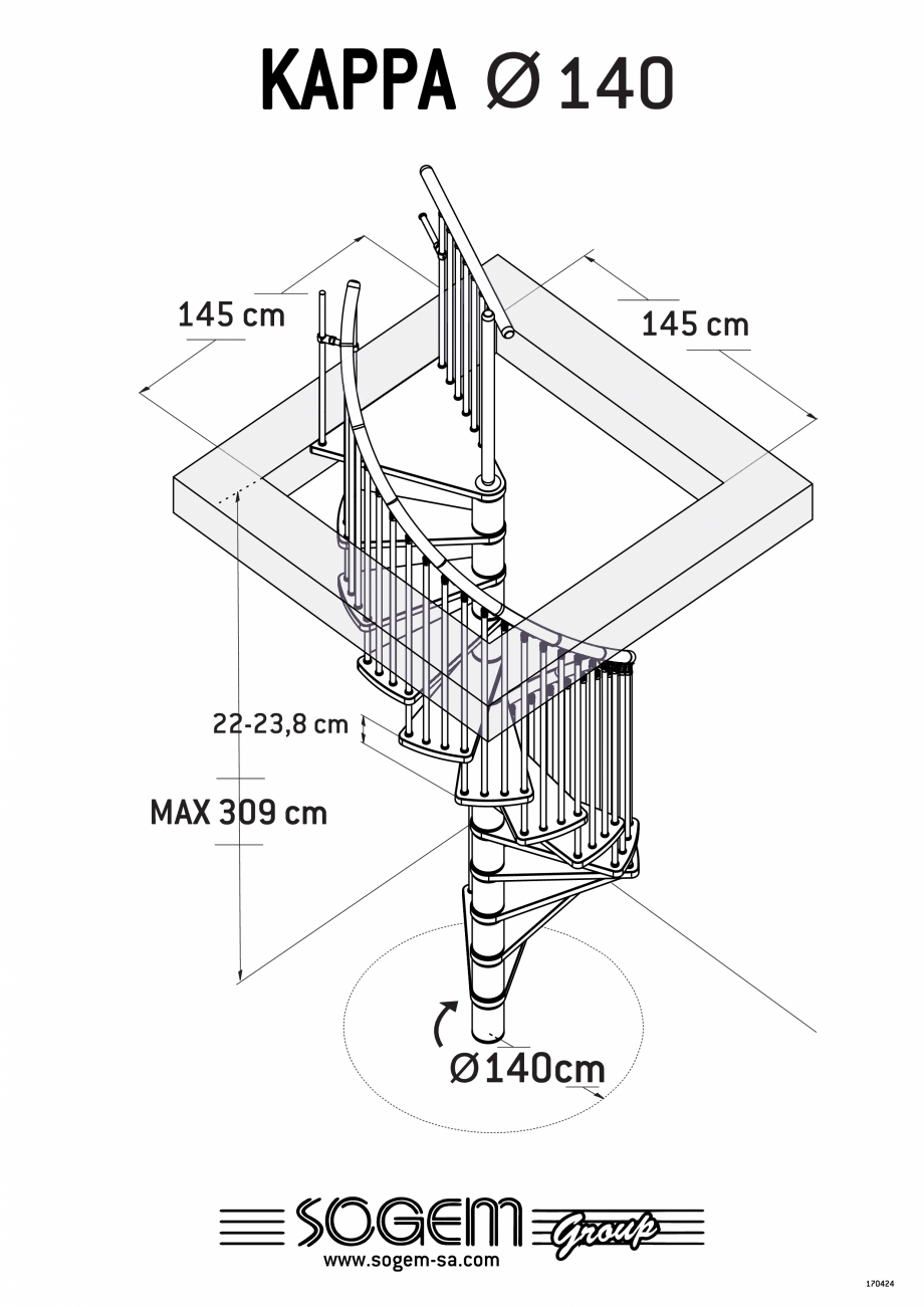 Pagina 2-Dimensiuni scari pe structura metalica SOGEM Kappa Specificații tehnice Romana 