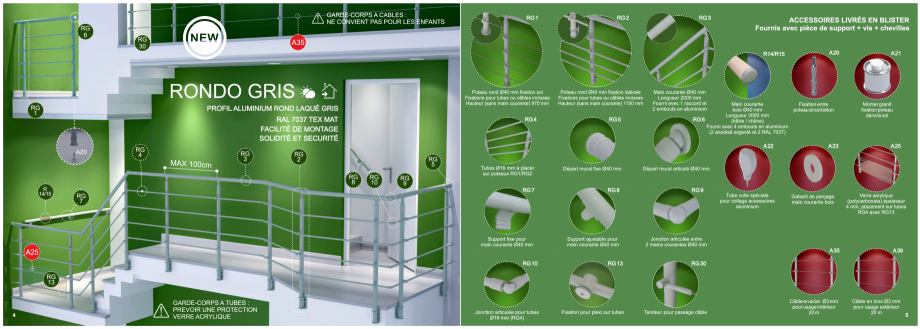Pagina 3-Accesorii - Balustrade din lemn si din metal SOGEM Catalog, brosura Franceza 