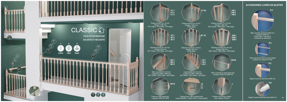 Pagina 6-Accesorii - Balustrade din lemn si din metal SOGEM Catalog, brosura Franceza 