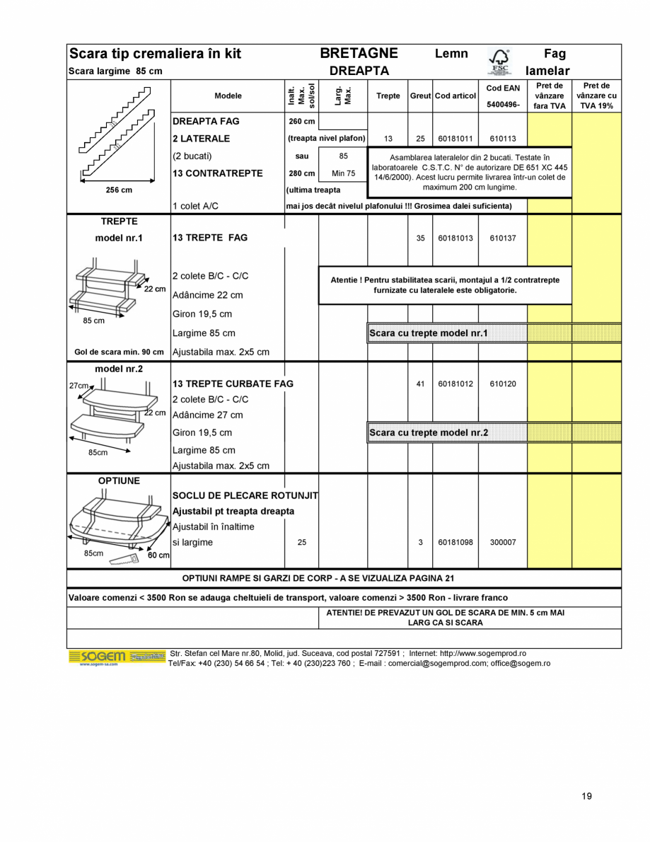 Pagina 20-Scari moderne pe structura metalica  SOGEM Etna Fisa tehnica Romana boratoarele C.S.T.C. n° de...