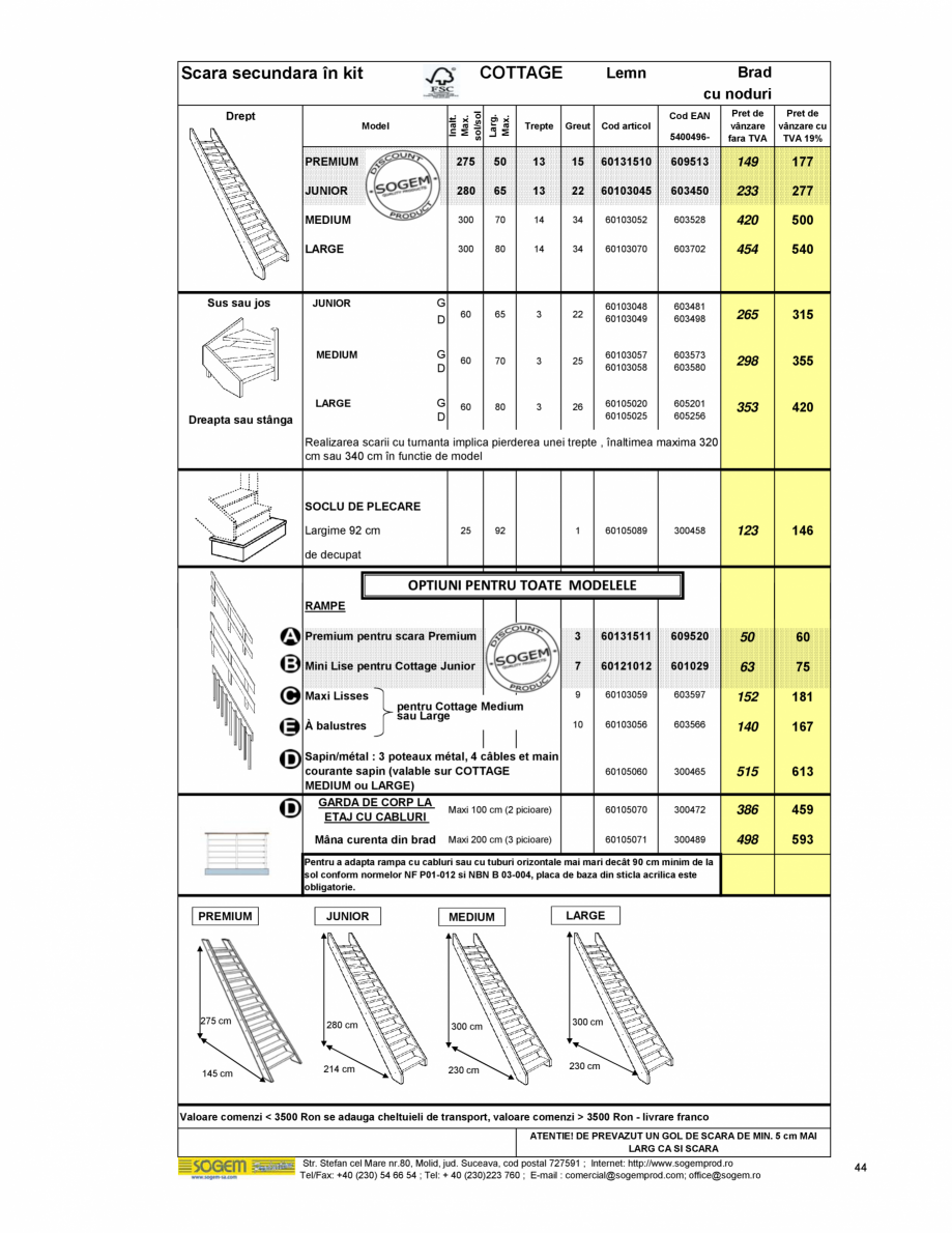 Pagina 46-Scari moderne pe structura metalica  SOGEM Etna Fisa tehnica Romana ARA DE MIN. 5 cm MAI LARG CA SI ...