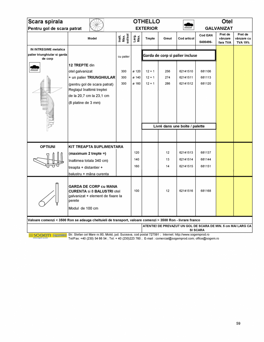 Pagina 63-Scari moderne pe structura metalica  SOGEM Etna Fisa tehnica Romana uga cheltuieli de transport,...