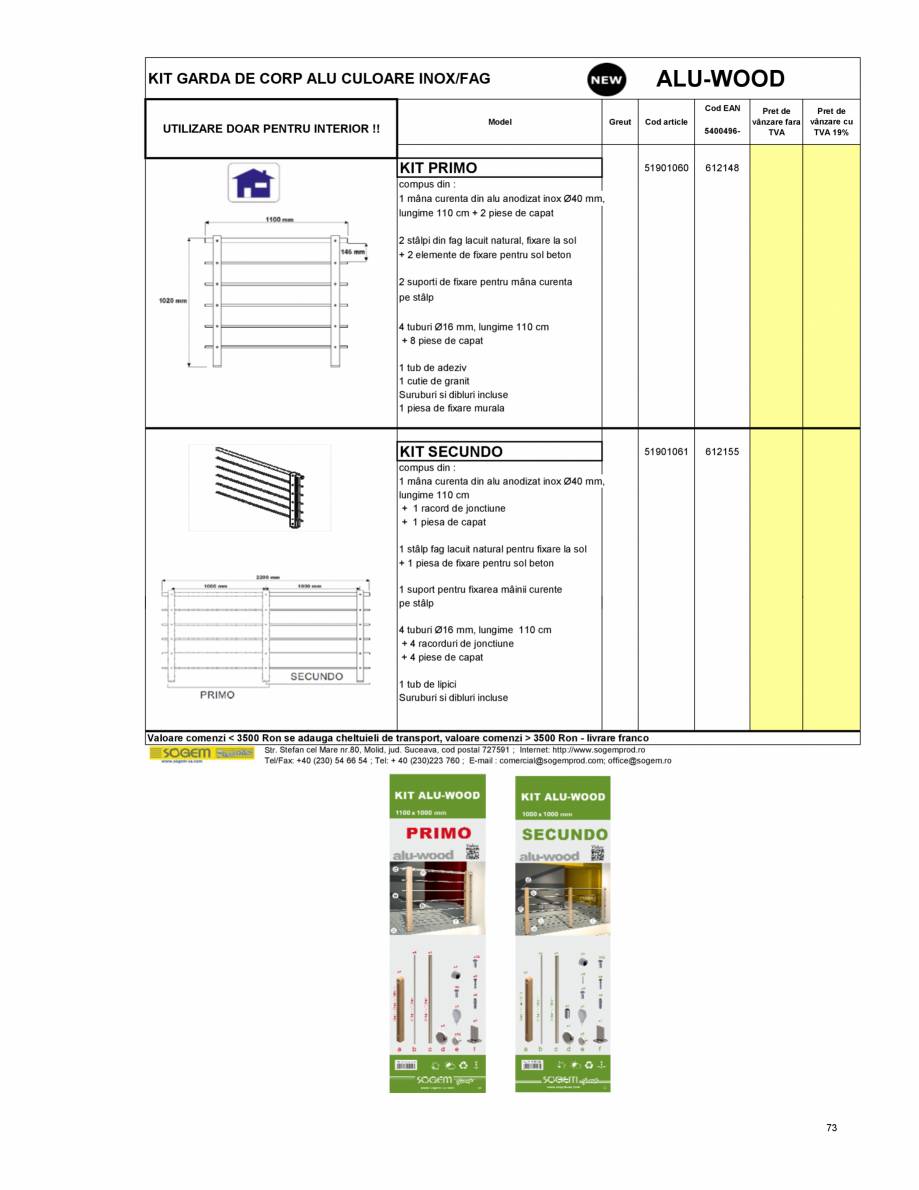 Pagina 79-Scari moderne pe structura metalica  SOGEM Etna Fisa tehnica Romana a
reglabila de la 17,2 la 23,4...