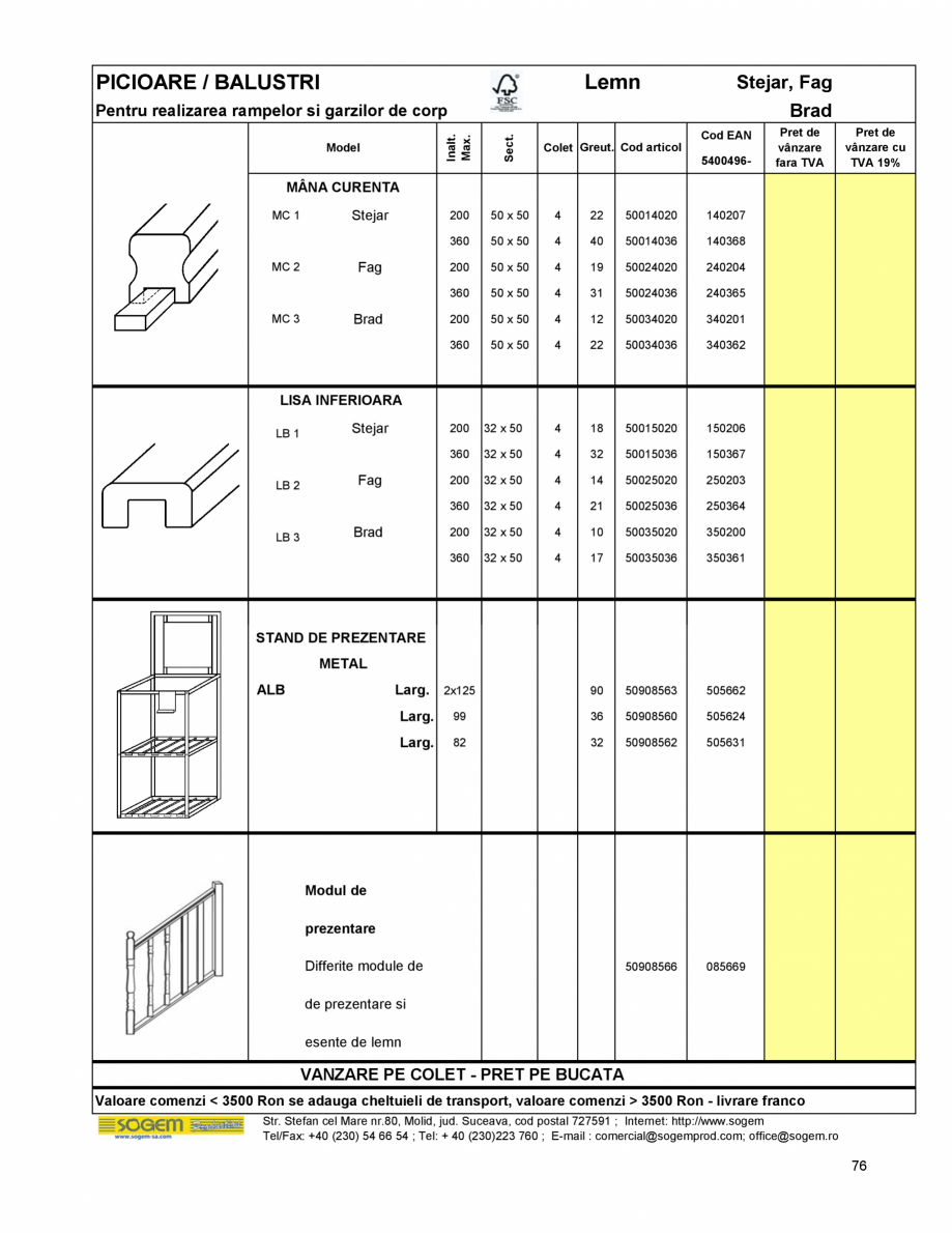 Pagina 82-Scari moderne pe structura metalica  SOGEM Etna Fisa tehnica Romana 40 (230) 54 66 54 ; Tel: + 40...
