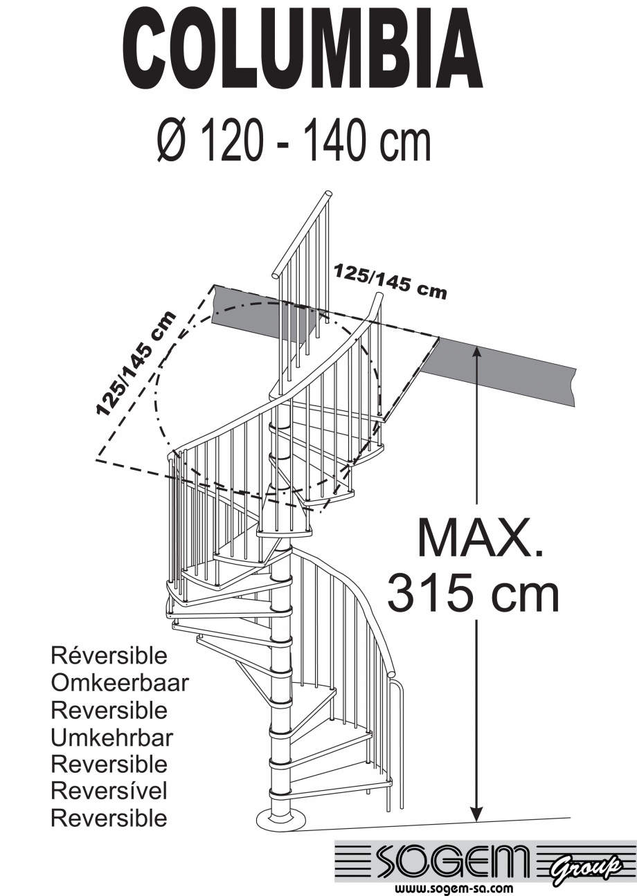Pagina 1 - Dimensiuni scara pe structura metalica SOGEM Columbia Specificații tehnice Engleza,...