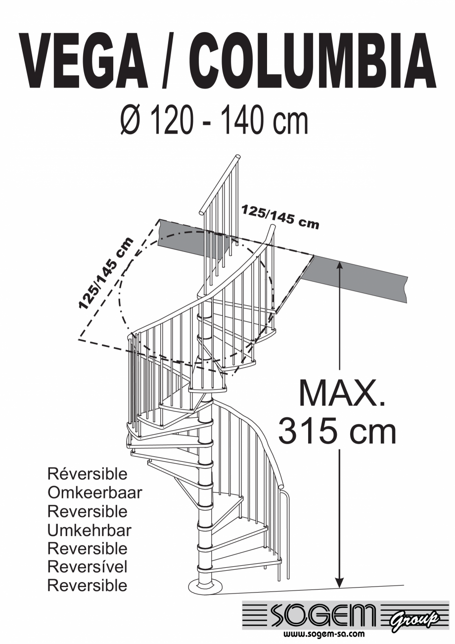 Pagina 1-Dimensiuni scara pe_structura din  metal - Columbia si Vega_ SOGEM Columbia, Vega Specificații...