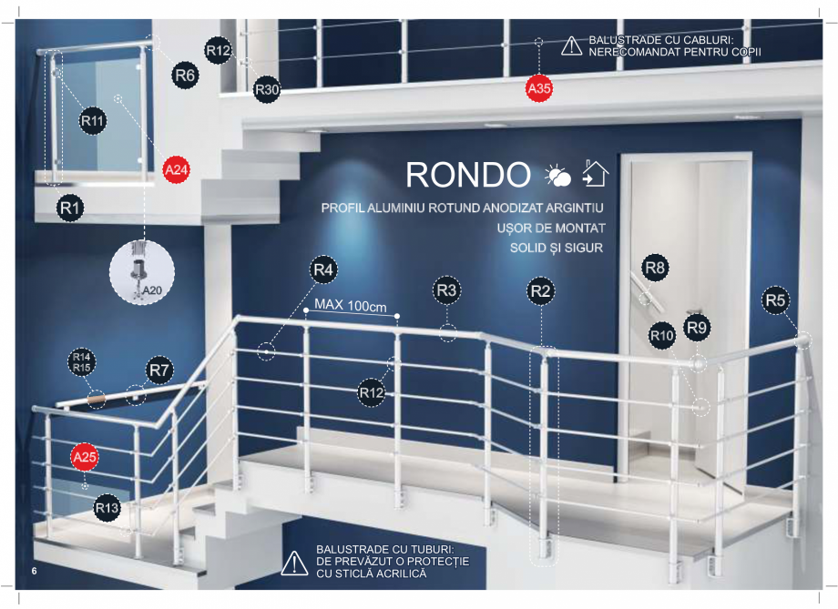 Pagina 6-Accesorii - Balustrade din lemn si din metal SOGEM Catalog, brosura Romana Conector articulat perete...