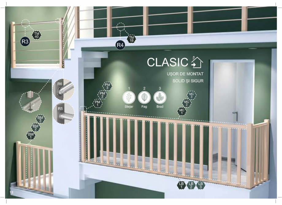 Pagina 12-Accesorii - Balustrade din lemn si din metal SOGEM Catalog, brosura Romana 