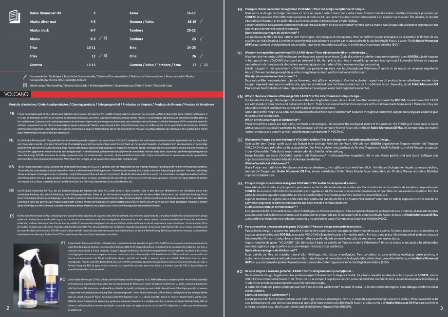 Pagina 2-Scari din lemn si din metal - Colectia Volcano SOGEM Catalog, brosura Romana, Engleza, Germana,...