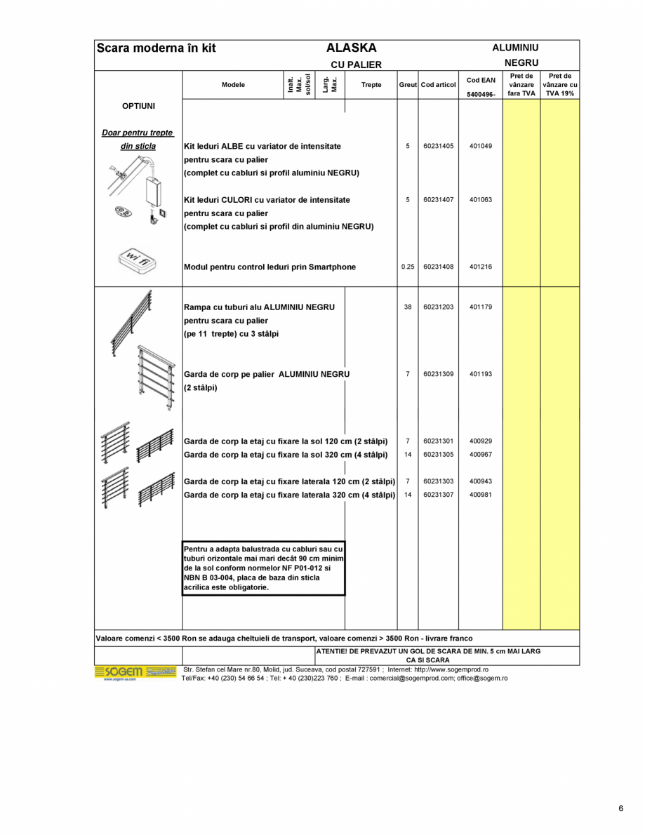 Pagina 7-Scari moderne SOGEM Gomera Specificații tehnice Romana  adauga cheltuieli de transport, valoare...