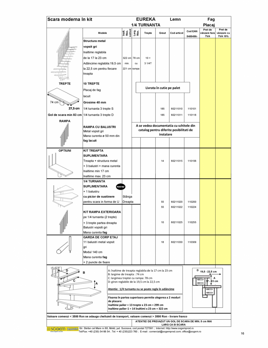 Pagina 17-Scari moderne SOGEM Gomera Specificații tehnice Romana care